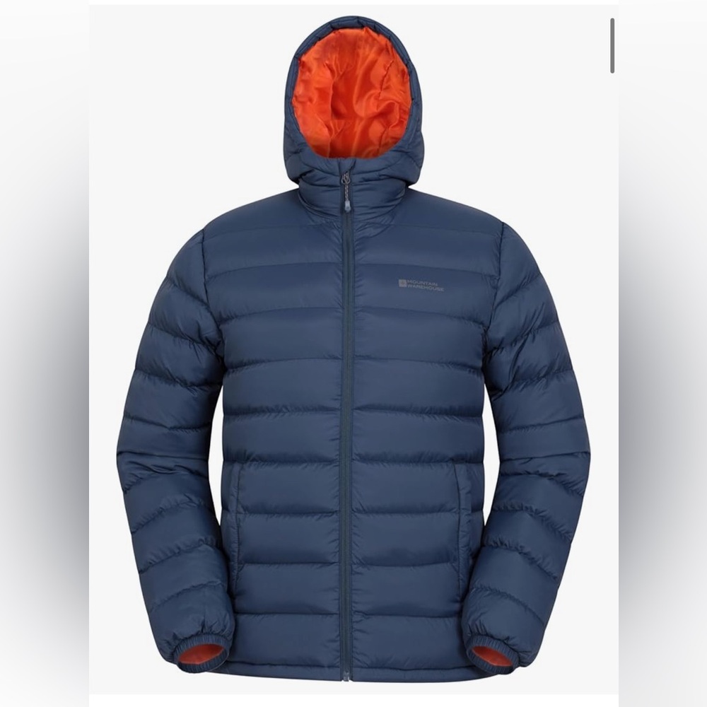 Mountain Warehouse Dark Blue Puffer Jacket with Bright Orange Interior
